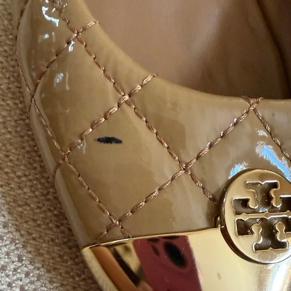 Tory Burch Gold Cap Toe Quilted Flats - Picture 8 of 11